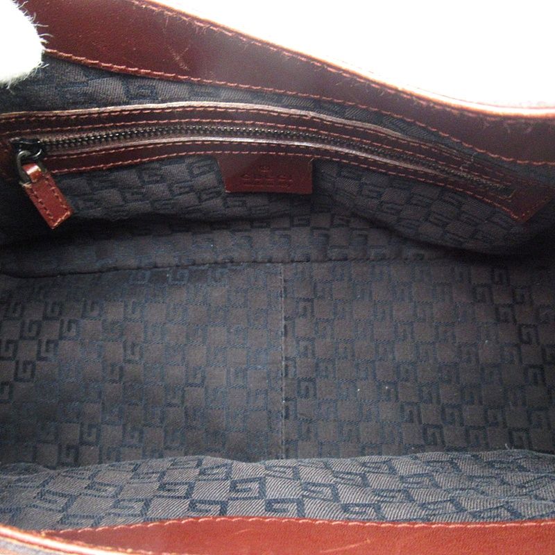 Gucci Wood Handle Leather Shoulder Bag Brown — view 7