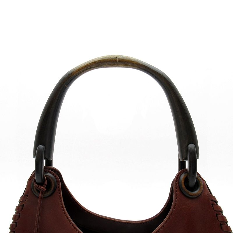 Gucci Wood Handle Leather Shoulder Bag Brown — view 2
