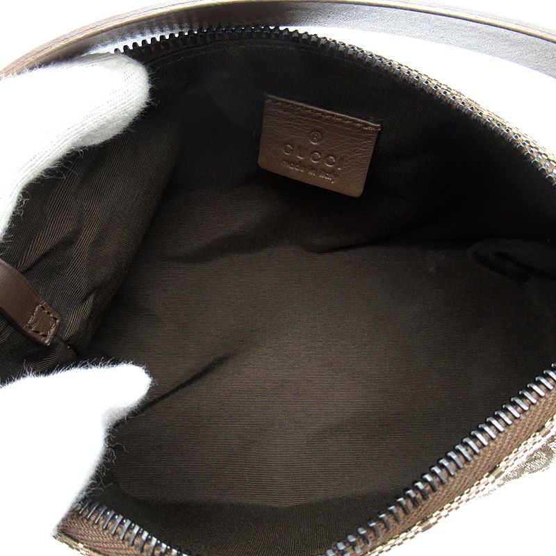 Gucci Pouch GG Canvas Leather Handbag Brown — view 7