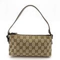 Gucci Pouch GG Canvas Leather Handbag Brown