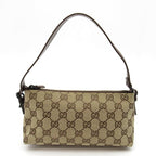 Gucci Pouch GG Canvas Leather Handbag Brown