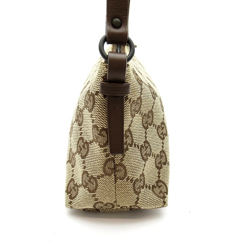 Gucci Pouch GG Canvas Leather Handbag Brown — view 3