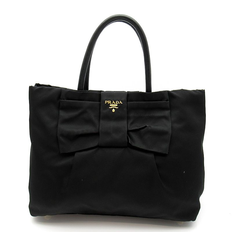Prada Ribbon Handbag Nylon Black