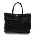 Prada Ribbon Handbag Nylon Black