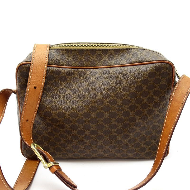 Celine Macadam Shoulder Bag Leather Brown — view 4