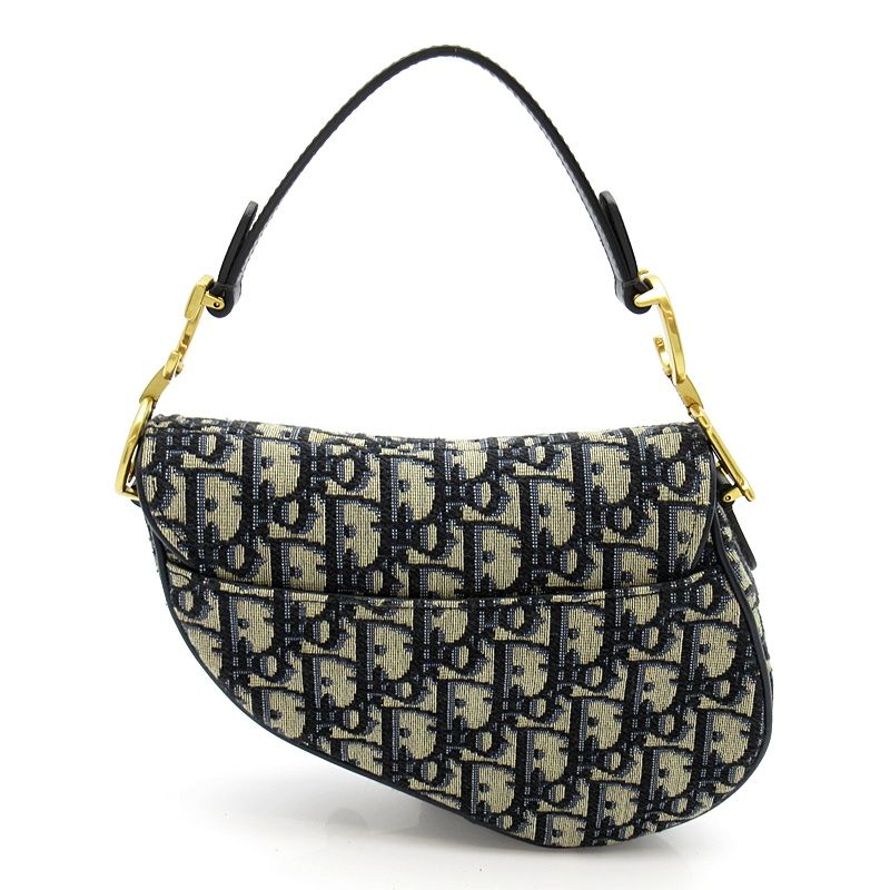 Dior Oblique Jacquard Saddlebag Mini M Canvas Leather Handbag — view 4