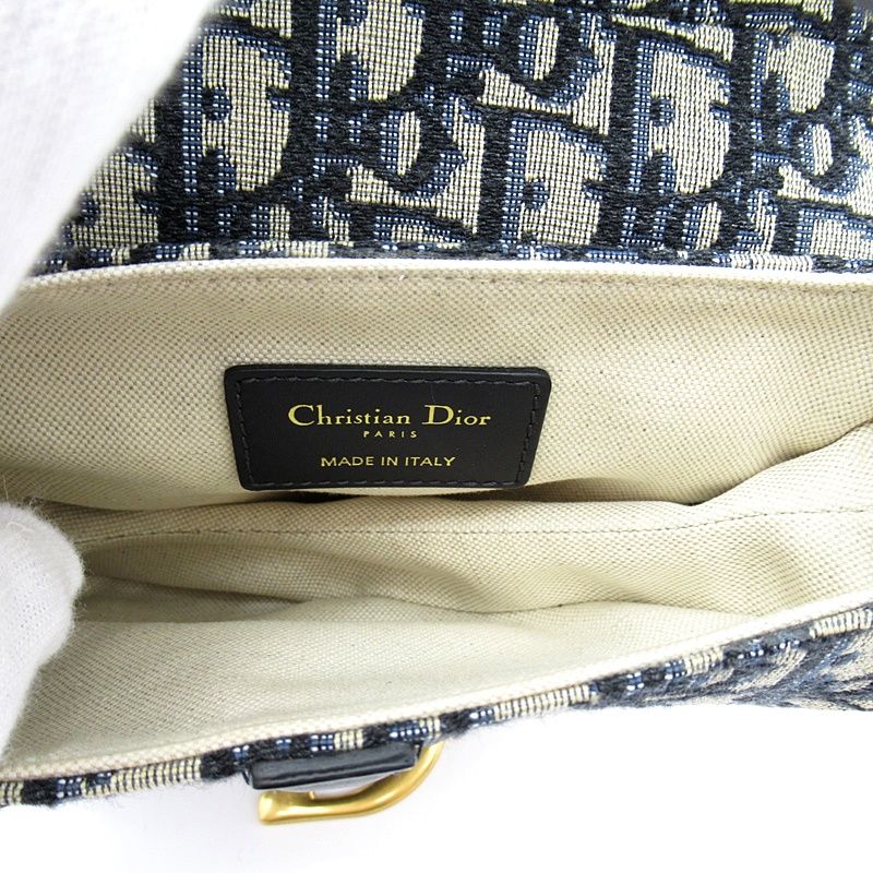 Dior Oblique Jacquard Saddlebag Mini M Canvas Leather Handbag — view 7