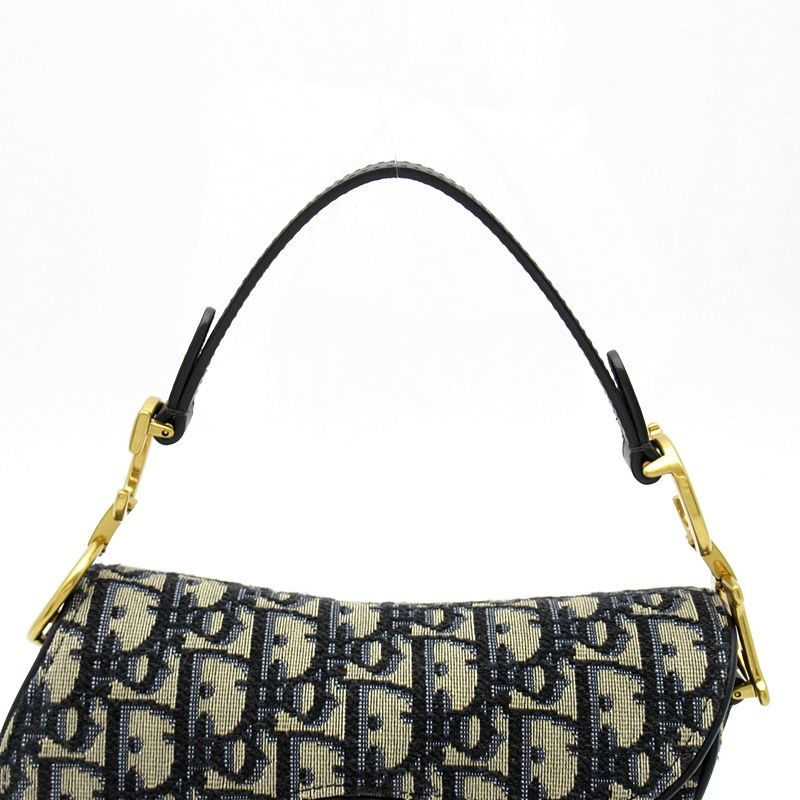 Dior Oblique Jacquard Saddlebag Mini M Canvas Leather Handbag — view 2
