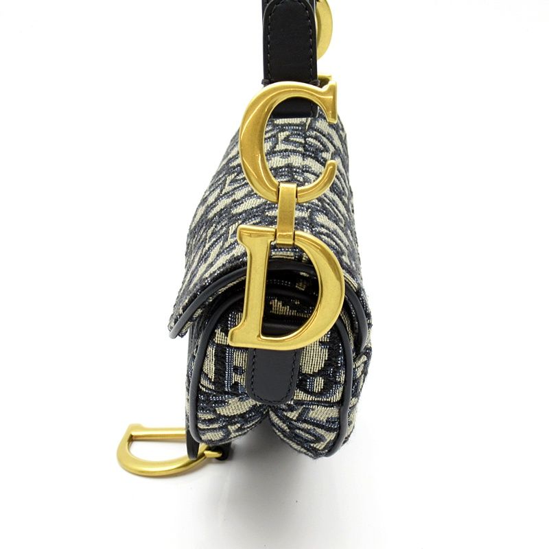 Dior Oblique Jacquard Saddlebag Mini M Canvas Leather Handbag — view 3