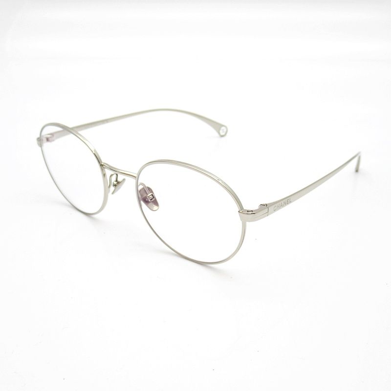 Chanel Oval Shape Optical Eyewear Metal Silver