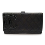 Chanel Cambon Line Bifold Wallet Calfskin Black