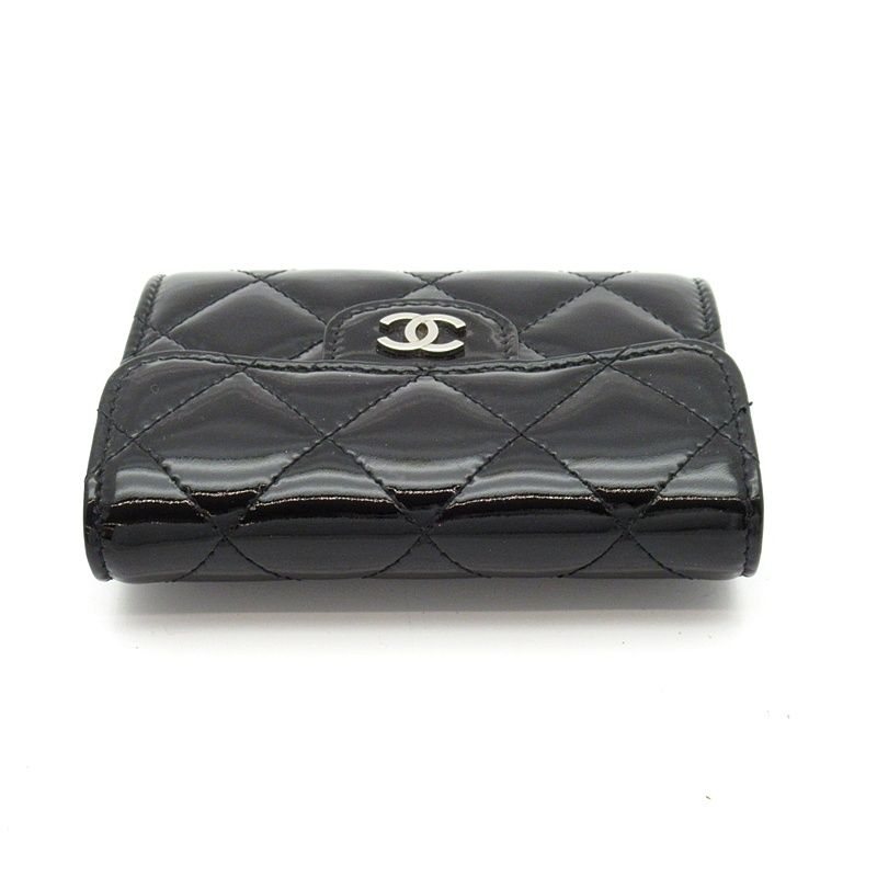 Chanel Quilted Coin Purse Patent Leather Black — view 3
