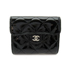 Chanel Quilted Coin Purse Patent Leather Black
