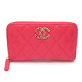 Chanel Quilted Small Zip Wallet Caviar Leather Pink
