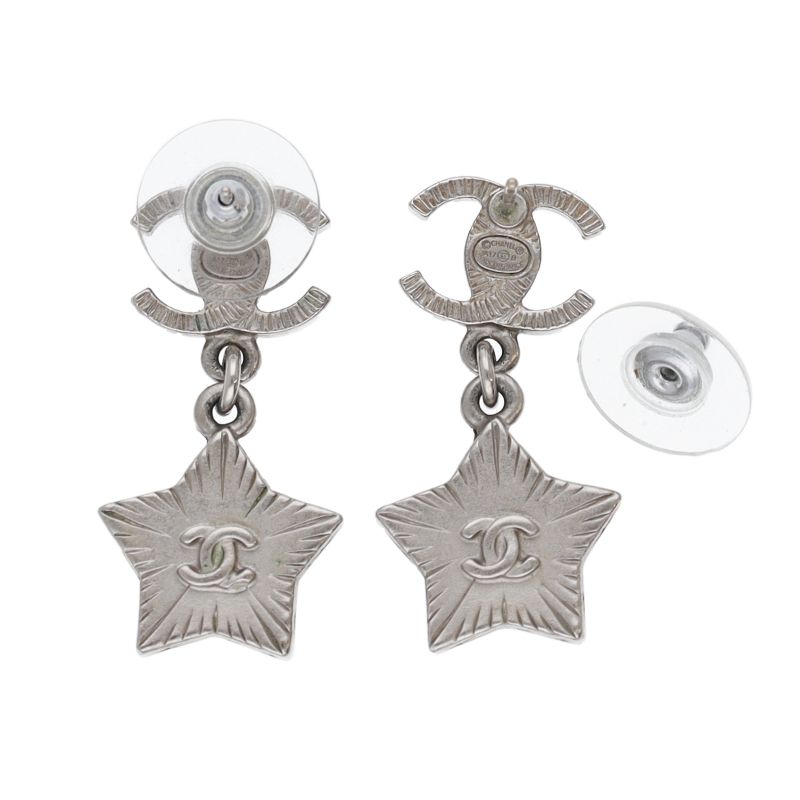 Chanel CC Logo Star Earrings Metal — view 2