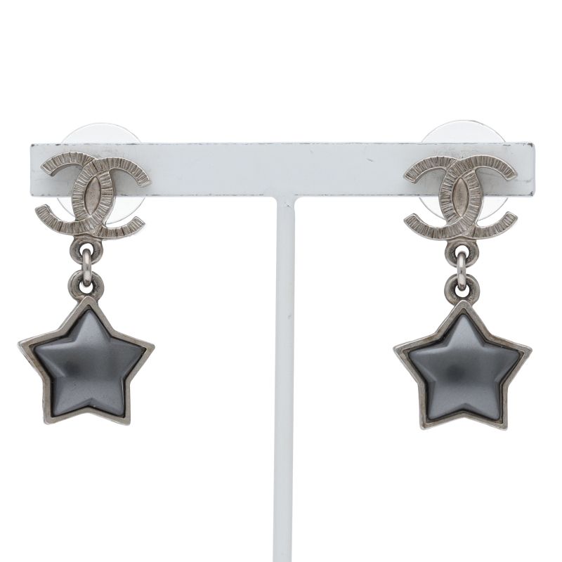 Chanel CC Logo Star Earrings Metal