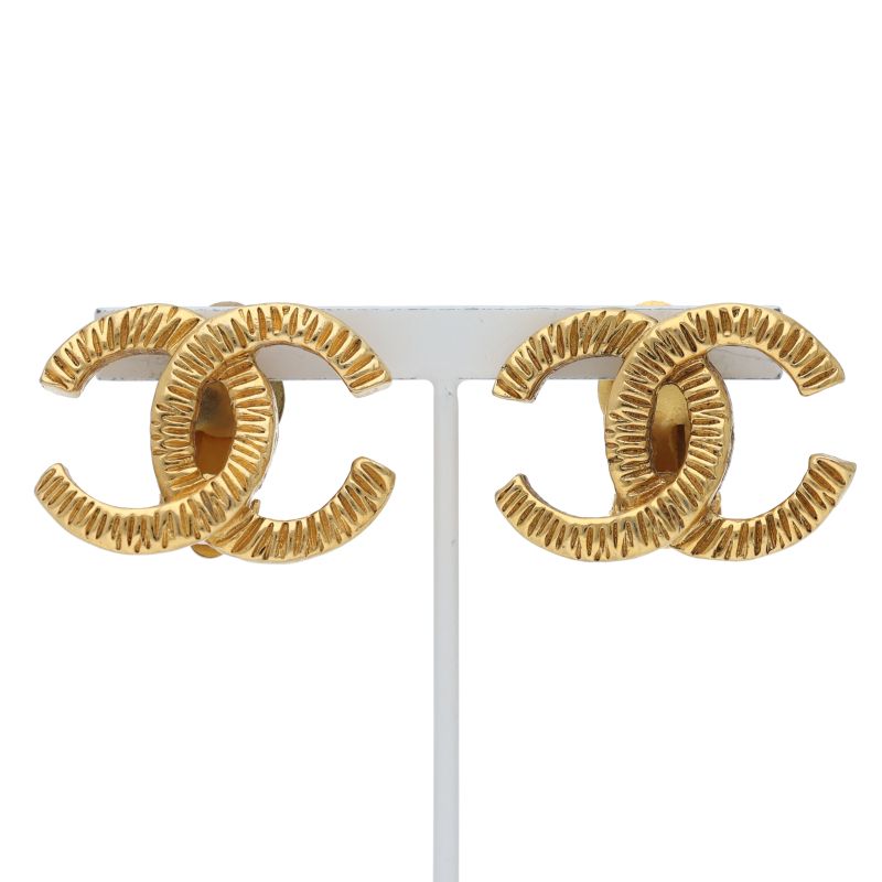 Chanel CC Logo Earrings Brass