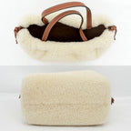 Celine Small Drawstring Shearling Natural Tan Leather Shoulder Bag — view 4