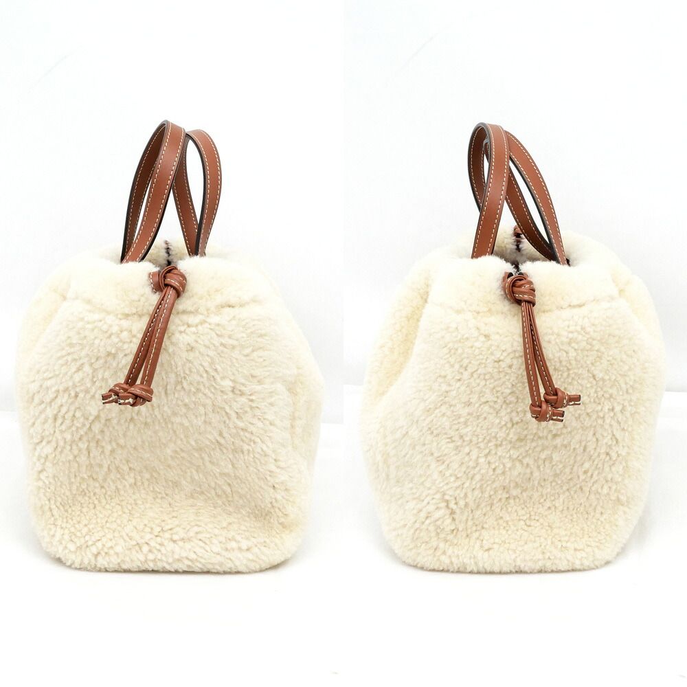 Celine Small Drawstring Shearling Natural Tan Leather Shoulder Bag — view 3