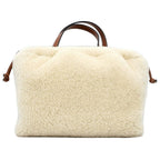 Celine Small Drawstring Shearling Natural Tan Leather Shoulder Bag — view 2