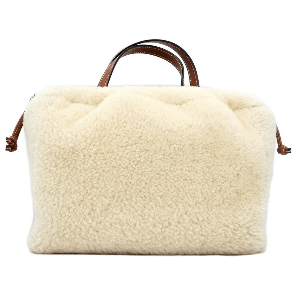 Celine Small Drawstring Shearling Natural Tan Leather Shoulder Bag — view 2