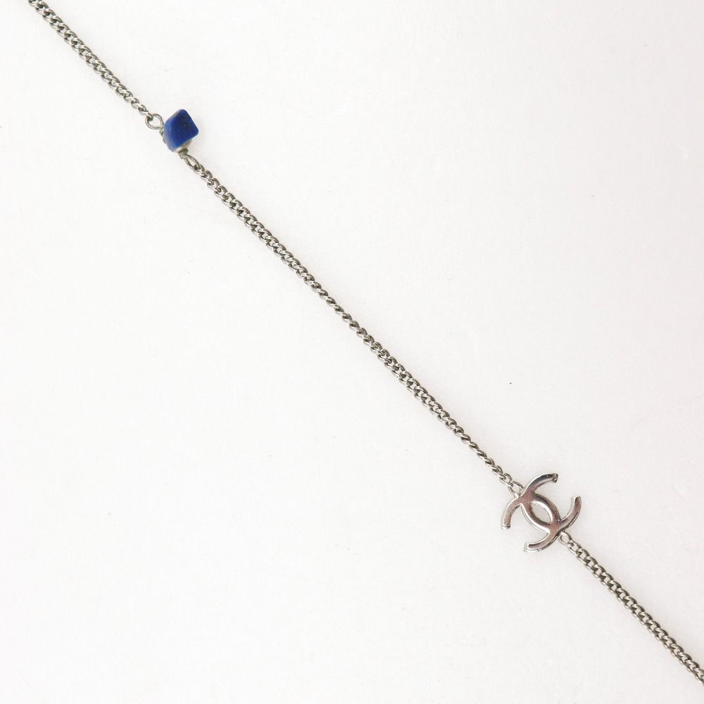 Chanel CC Logo Long Necklace Metal Silver 98P — view 4