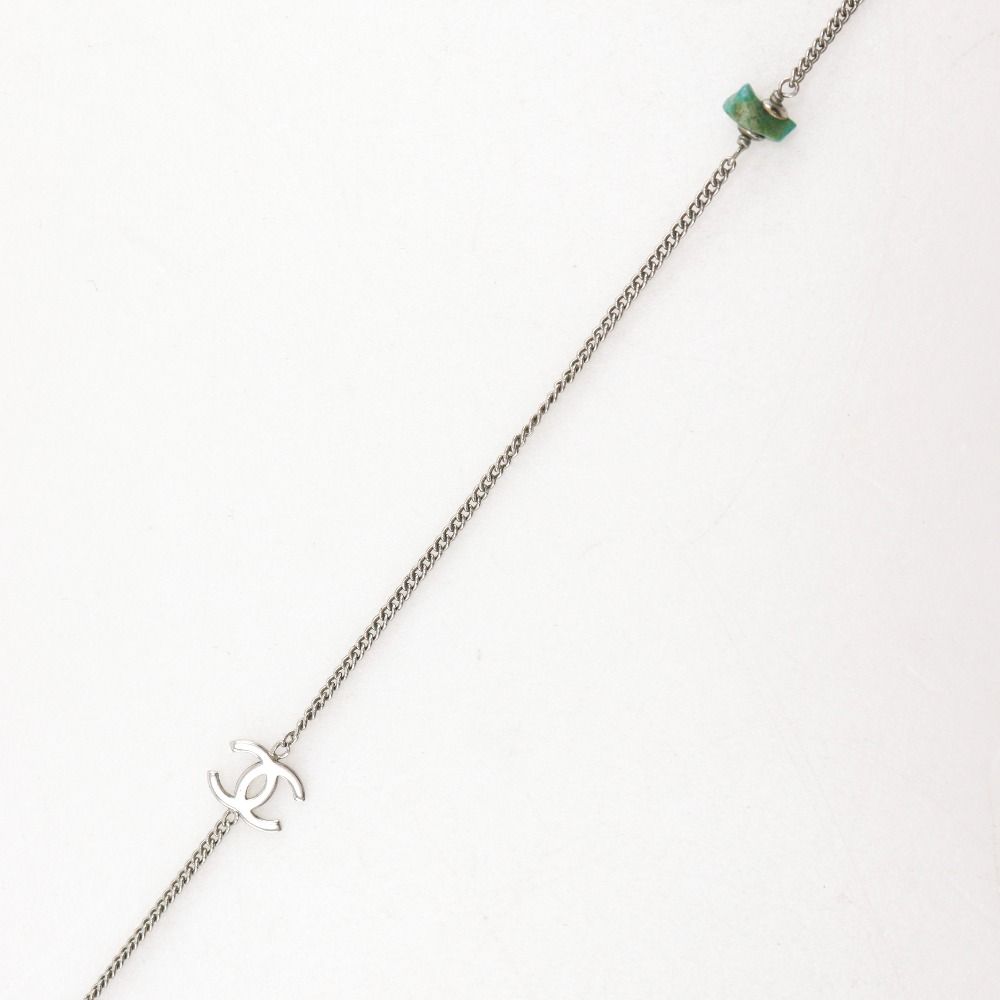 Chanel CC Logo Long Necklace Metal Silver 98P — view 5
