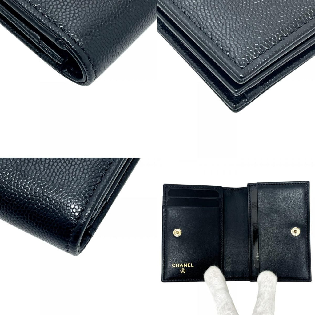 Chanel Card Case CC Logo CC Mark Caviar Leather Black — view 7