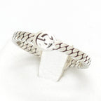 Gucci Interlocking G Slim Ring Sterling Silver Black Color Enamel Gourmette