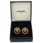 Chanel CC Logo Gripoix Earrings Gold Red — view 7