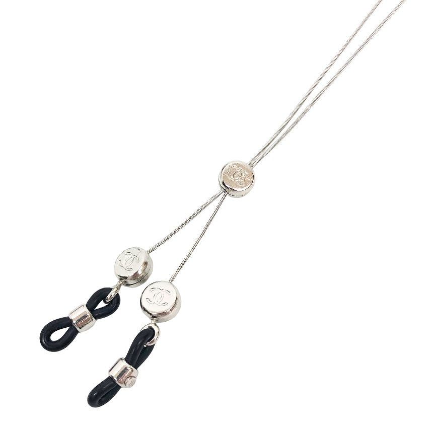 Chanel Glass Cord Chain Strap Silver — view 2