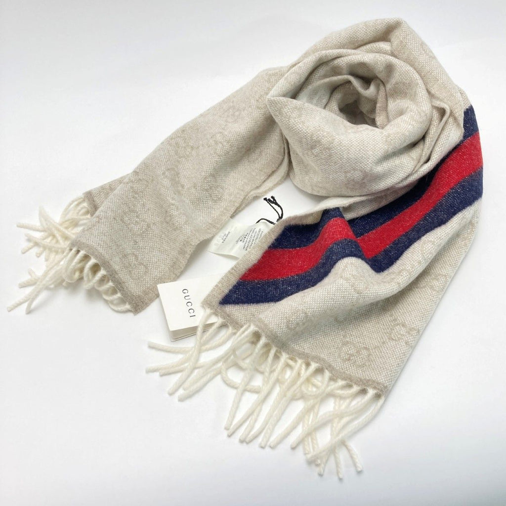 Gucci GG Pattern Sherry Line Scarf Beige — view 3