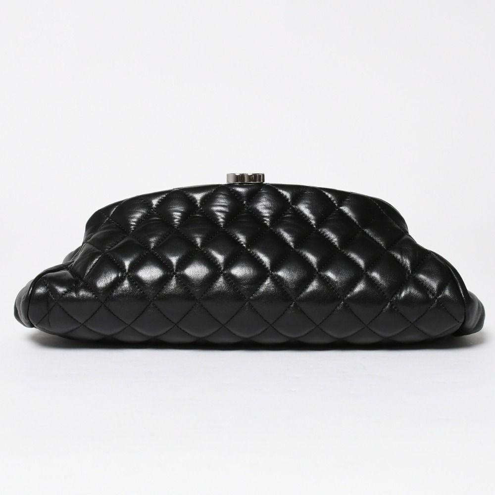 Chanel Clutch Quilted Black Lambskin Silver — view 2