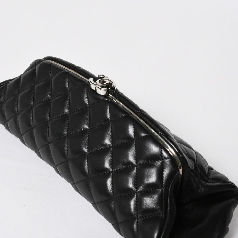 Chanel Clutch Quilted Black Lambskin Silver — view 4