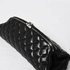 Chanel Clutch Quilted Black Lambskin Silver — view 4