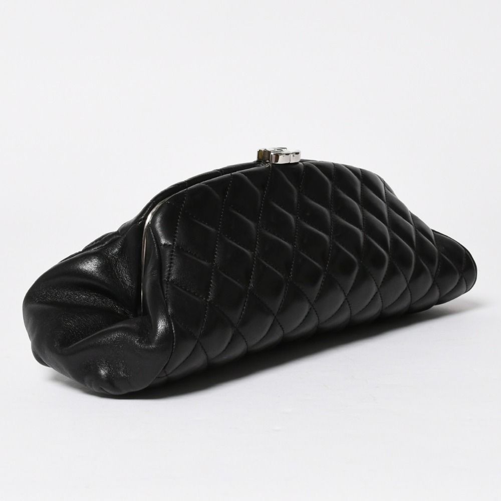 Chanel Clutch Quilted Black Lambskin Silver — view 3
