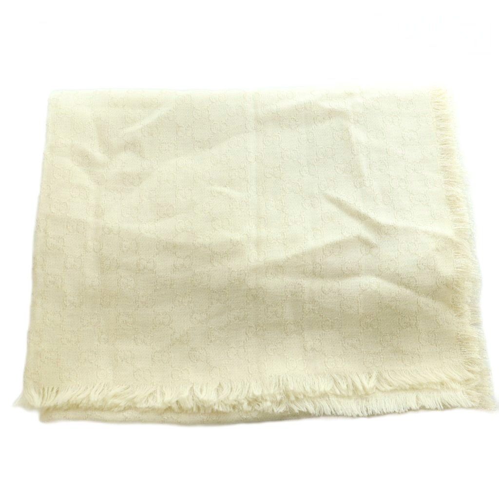 Gucci Shawl Fringe Logo GG Pattern Interlocking G All Over Print Glitter Wool — view 2