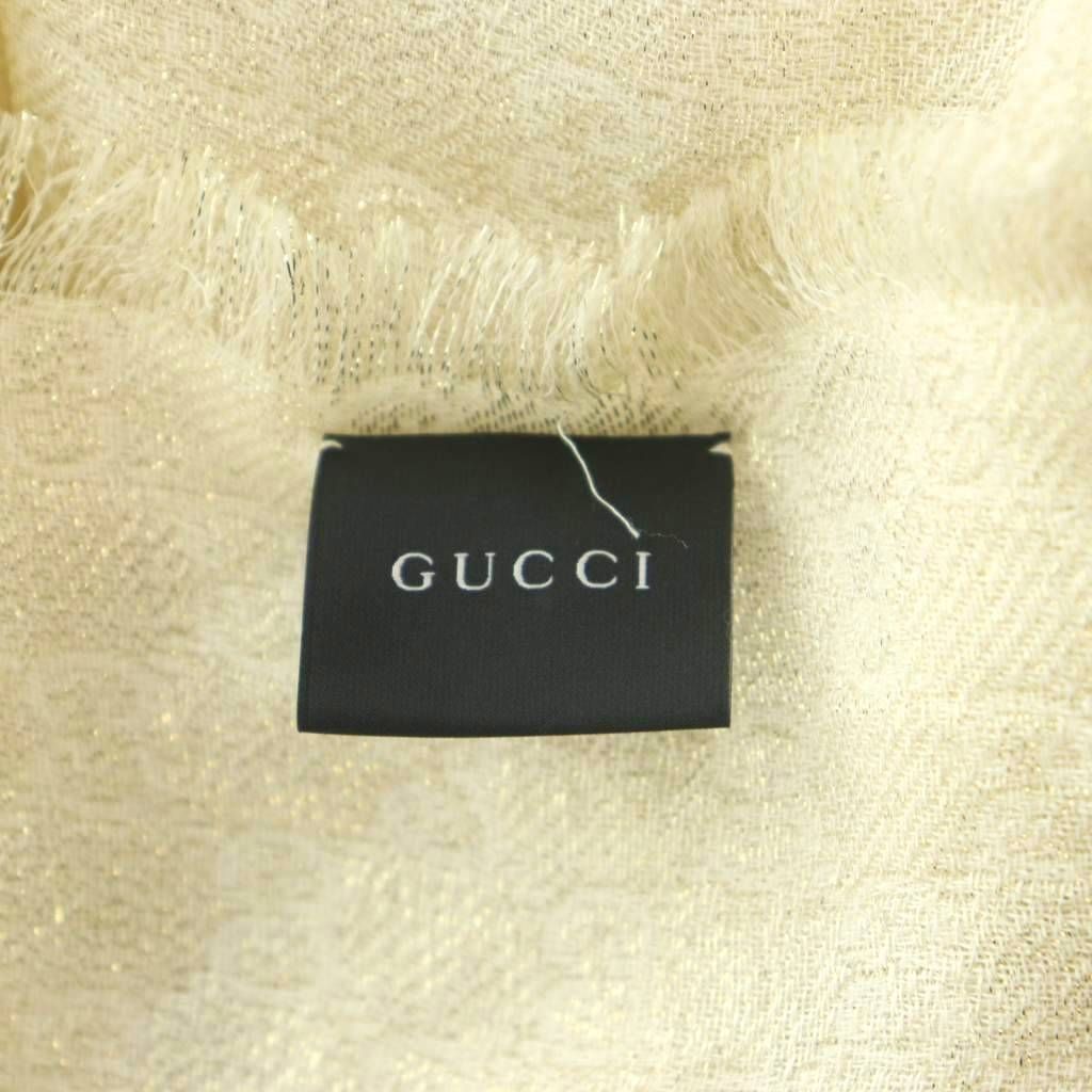 Gucci Shawl Fringe Logo GG Pattern Interlocking G All Over Print Glitter Wool — view 4