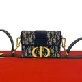 Dior Trotter 30 Montaigne Oblique Leather Shoulder Bag Navy