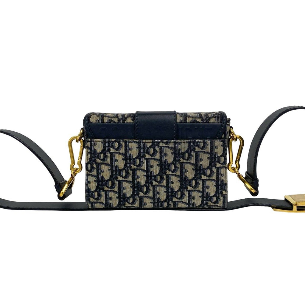 Dior Trotter 30 Montaigne Oblique Leather Shoulder Bag Navy — view 3