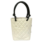 Chanel Cambon Line Small Coco Leather Mini Handbag White Black — view 3