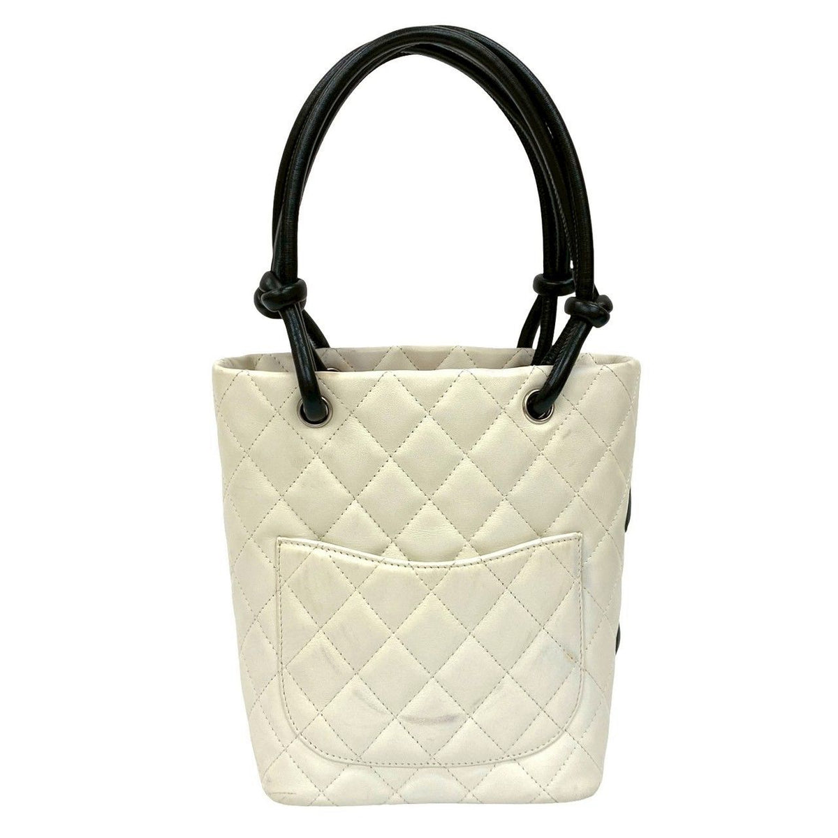 Chanel Cambon Line Small Coco Leather Mini Handbag White Black — view 3