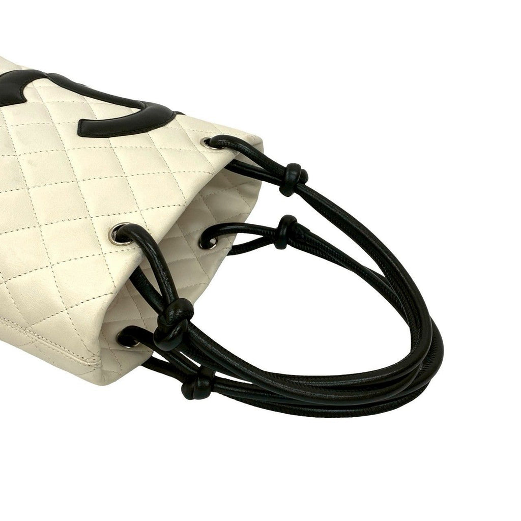 Chanel Cambon Line Small Coco Leather Mini Handbag White Black — view 4