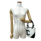 Chanel Cambon Line Small Coco Leather Mini Handbag White Black — view 2