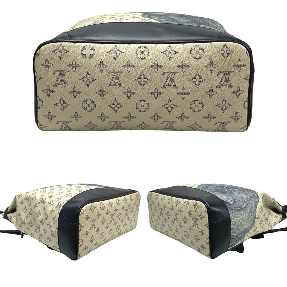 Louis Vuitton Monogram Savannah Steamer Leather Backpack Navy White — view 6
