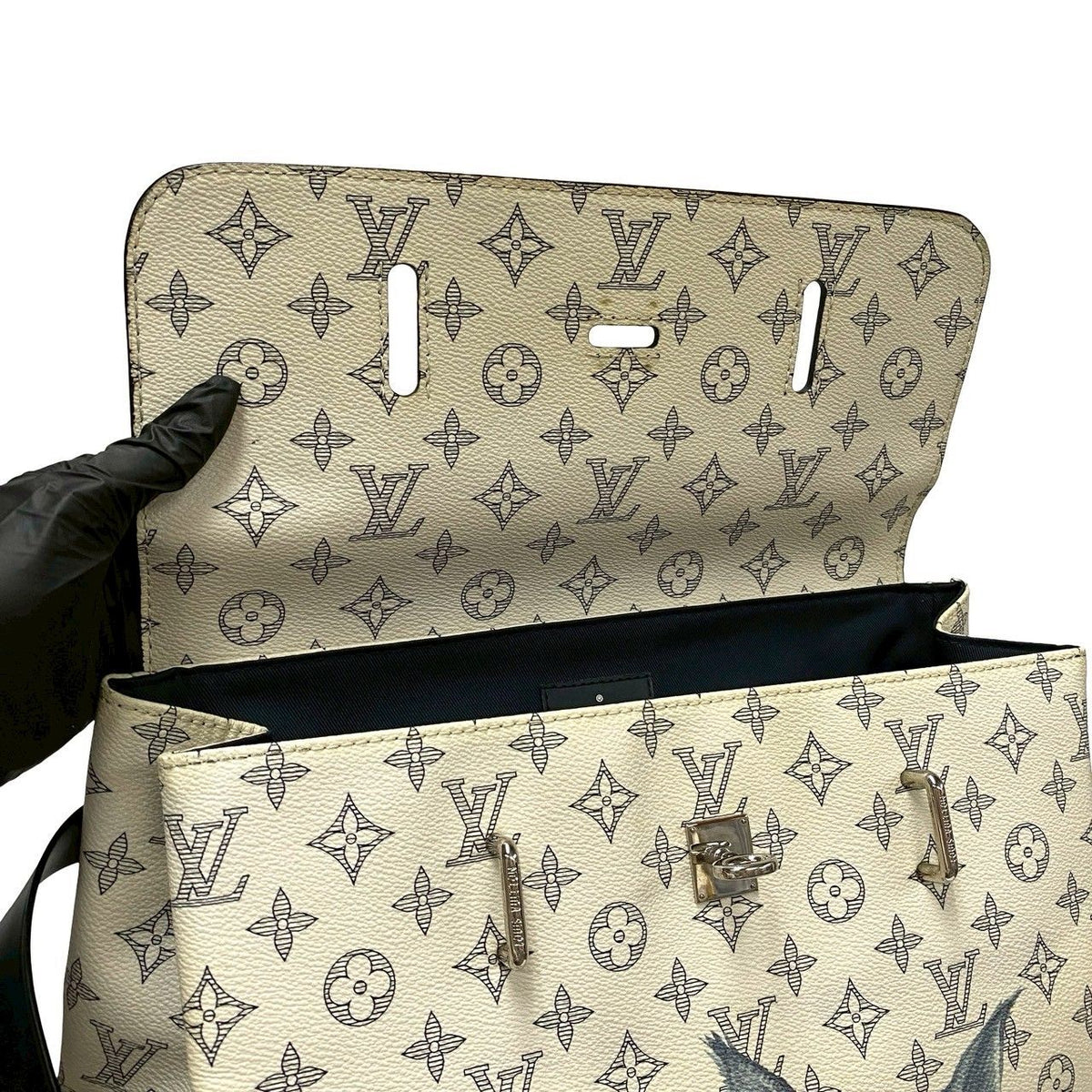 Louis Vuitton Monogram Savannah Steamer Leather Backpack Navy White — view 8