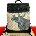 Louis Vuitton Monogram Savannah Steamer Leather Backpack Navy White