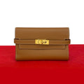 Hermes Kelly Wallet Medium Veau Epsom Trifold Gold Brown