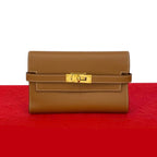 Hermes Kelly Wallet Medium Veau Epsom Trifold Gold Brown