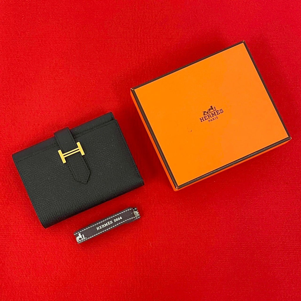 Hermes Bearn Combine Veau Epsom Trifold Wallet Mini Black